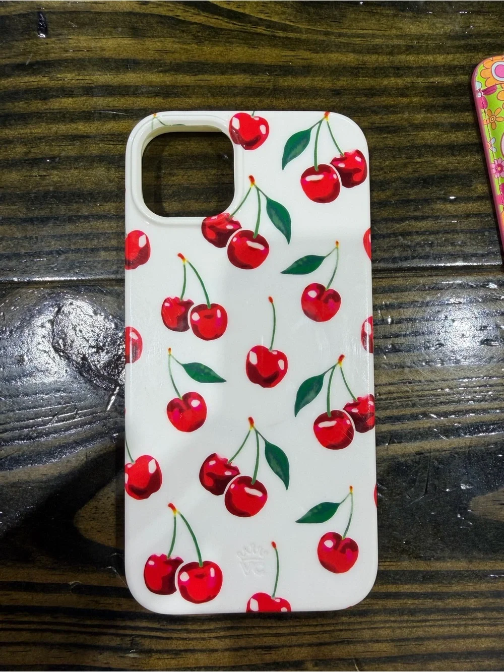 Velvet Caviar White Cherry Print Phone Case - Red & Green iPhone 14 Plus
